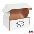 Box USA 12" Deluxe Shipping Boxes 12 1/8"L x 9 1/4"W x 6"H, 50-Pack - White Box Mailers for Packaging, Storage, Gifts or Bulk Business Orders