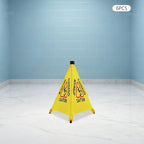 6 PCS Pop up Wet Floor Sign with Storage Tube, 20 Inch Wet Safety Warning Caution Cone Yellow Warning Sign for Commercial Stores Grocery Office Use,with Umbrella Frame