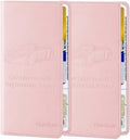 2Pack Leather Car Registration and Insurance Card Holder, Car Document Holder for Cards License with Magnetic Shut (Pink)