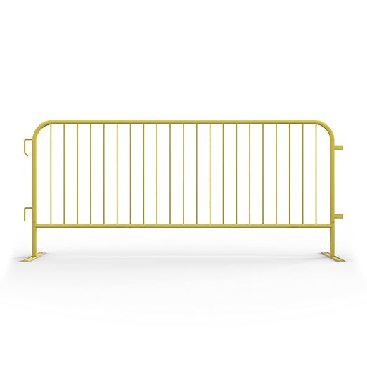 Angry Bull Barricades Metal Interlocking Steel Barricade (8.5 Ft. Heavy Duty, Flat Feet, Yellow Powder Coated, Set of 20)