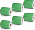 BETCKEY - 4" x 5" Large Shipping & Multipurpose Labels Compatible with Zebra & Rollo Label Printer,Premium Adhesive & Perforated[Green, 6 Rolls, 2100 Labels]