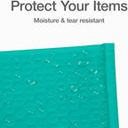 Quality Park Bubble Mailers, 4 x 8 Shipping Envelopes, Self-Seal, Small Teal Padded Envelopes, Redi-Strip Peel Off Closure, 50 Per Box (QUA85915)
