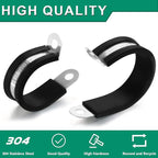 15PCS 3/4 Inch Cable Clamps with 35PCS Screws Assortment Kit 304 Stainless Steel Rubber Cushioned Insulated Cable Clamp, Automotive Wire Pipe Clamps(19mm)