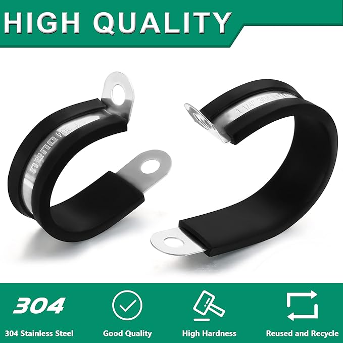 15PCS 3/4 Inch Cable Clamps with 35PCS Screws Assortment Kit 304 Stainless Steel Rubber Cushioned Insulated Cable Clamp, Automotive Wire Pipe Clamps(19mm)