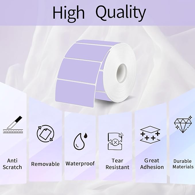STARLIBOO 3x2 inch Direct Thermal Label Stickers for Barcode, Address, Compatible with Rollo Label Printer & Zebra Desktop Printers (Purple)