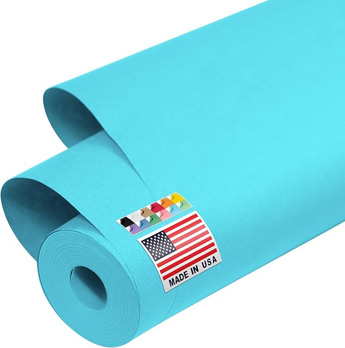 USA Made 48" x 1200" Light Blue Paper Roll, 45 lbs Thickness, American Quality Kraft Paper for School, Bulletin Board, Arts & Crafts - Non-Toxic, Odorless, Safe for Kids
