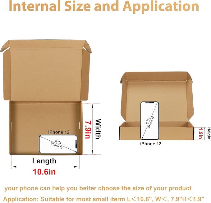 Trwcrt Shipping Boxes 11x8x2 Set of 20, Corrugated Cardboard Box for Packing Small Business, Brown