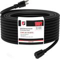 EP 100 Ft Outdoor Extension Cord - 12/3 SJTW Heavy Duty Black Extension Cable with 3 Prong Grounded Plug - Power Cord for Lawn, Garden, Appliances