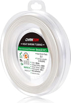 Chanzon 2:1 Ratio 5/16" (8mm) Heat Shrink Tubing 8Ft Roll (2.5M Total Length) White Polyolefin Sleeving Wrap Shrinking 2 to 1 1pcs