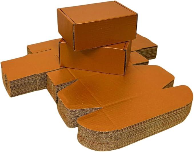 50 Pcs 4.3 x 3.1 x 2 inches Mini Size Corrugated Cardboard Gift Boxes Recyclable Shipping Boxes for Packing Jewelry Ornament Gift Craft Packaging Supplier (Copper, 4.3 x 3.1 x 2")