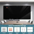 MaxGear Glass Whiteboard 96x48 Inches Wall Mounted, Magnetic Black Dry Erase Board with 1 Eraser, 1 Accessory Tray, 4 Markers and 6 Magnets, Extra Large Frameless White Board for Office, School, Home