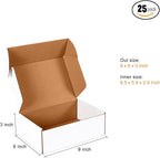 9x6x3 inch Small Shipping Boxes Set of 25, White Corrugated Cardboard Box Literature Mailer for Mailing Packing Moving and Storage