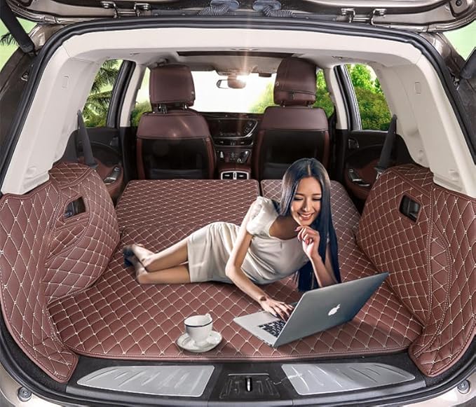 Car Trunk Mat Compatible with 2025 Mercedes G Class G500 Full Coverage Cargo Mat+Backrest Mat+Both Sides Panel Black w/Black Stitching