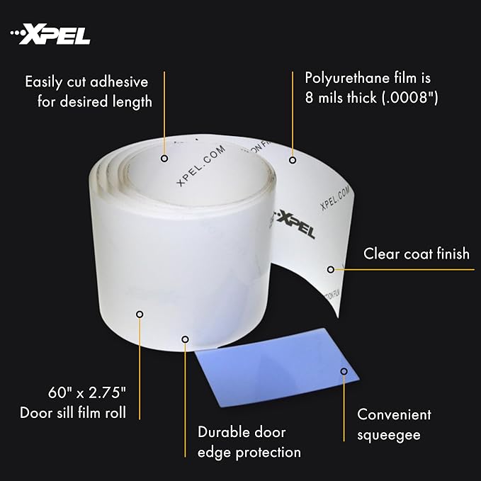 XPEL Clear Universal Door Sill Guard - 60" x 2.75" - Ultimate Protection for Car or Truck Door Sills against High Traffic and Damage, Easy to Install Interior Protection Film Kit
