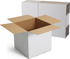 CRUGLA 10x10x10 White Shipping Boxes Set of 15, White Corrugated Cardboard Boxes for Small Business Shipping Mailing Packing
