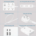 Surge Protector Power Strip 1 FT Flat Extension Cord ，10 AC Outlets & 4 USB Ports(5V/3.4A 17W), 1080J ，Wall Mountable Desktop Charging Station with Flat Plug for Office Supplies and Home, White