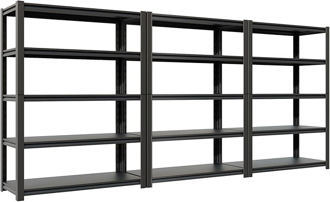 72''H Garage Shelving Heavy Duty,2500LBS Storage Shelves,5-Tier Adjustable Metal Shelve Storage Shelf Rack, Industrial Shelving Unit for Garage,Warehouse, Basement (35" W x 15.7" D x 72" H) 3PC
