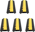 VEVOR 5 Pack Rubber Cable Protector Ramp 2 Channel Heavy Duty 66,000 lbs Load Capacity Cable Wire Cord Cover Ramp Speed Bump Driveway Hose Cable Ramp Protective Cover (2-Channel, 5 Pack-66,000 lbs)