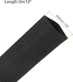 MECCANIXITY Braided Cable Sleeves Heat Shrinkable Fabric Sleeving, 7/8" 10ft Black 2:1 Ratio Heat Shrinkable Cord Protector for Harness Cable, Network Cable Protection, Cable Management