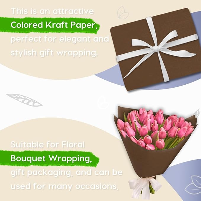 PerkHomy 17.8" x 1,440" (120') Coffee Kraft Paper Roll for Craft Bulletin Board Paper Art Table Covering Crafting Gift Wrapping Bouquet Packing Parcel 80GSM 55LB (Coffee, 17.8" x 120')