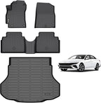 AIPOIL® Floor Mats & Cargo Liner Set for 2021-2026 Hyundai Elantra & Elantra N (Not for Hybrird) All Weather Protection TPE Anti-Slip Automotive Full Set Custom Car Mats Accessories - Black