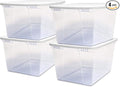HOMZ 4-Pack Snaplock, Large Clear Plastic Storage Organizer Bins w/Lids, 56 Quart, White - Stackable Container Boxes for Bedroom, Bathroom, Garage, and Office Organization