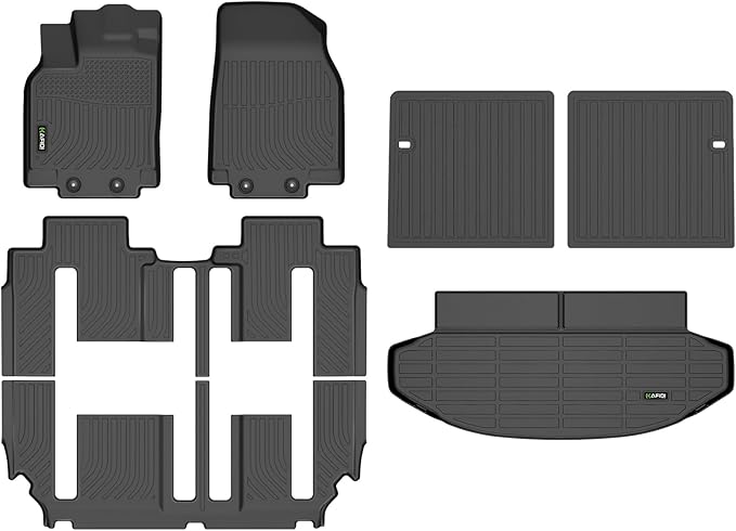 HAFIDI® Floor Mats & Cargo Liner & Seatback Cargo Set Fit for 2007-2015 Mazda CX9 TPE Full Set Floor Mats Custom Accessories - Black