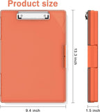 Rimilak Plastic Clipboard with Storage, Side Opening with 2 Compartment, Size 13.3 x 9.4 x 1.5 Heavy Duty High Capacity Nursing Box for Work School & Office Supplies, Orange
