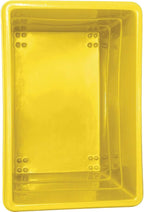 Global Industrial 20 Bushel Plastic Bulk Box Truck, Steel Chassis Base, 1200 lbs. Capacity, 4" Non-Maring Rubber Casters, Yellow, 50-2/5"L x 34-3/5"W x 35-3/5"H