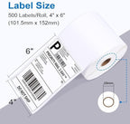 Label KINGDOM 4 x 6 Inch Direct Thermal Shipping Label Roll, 500 Sheets for Rollo Zebra Munbyn or Other Thermal Printer Used on FedEx, USPS, UPS, DHL for Address Label, 1 Roll