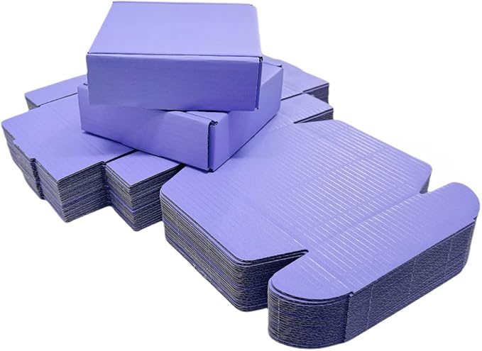 15 Pcs 4.7 x 4.7 x 1.6 Inches Mini Size Corrugated Cardboard Gift Boxes Recyclable Shipping Boxes for Packing Jewelry Ornament Gift Craft Packaging Supplier (Lavender, 4.7 x 4.7 x 1.6")