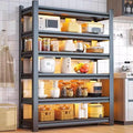 Storage Shelves, Garage Metal Shelving Unit, Adjustable, Double-Layer Column with Reinforced Ribs, Heavy-Duty, Capable of Bearing 600-3600 lbs (Black, 82 * 39 * 18, 6-Tier)