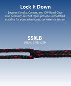 1/4" Ratchet Tie Down Straps: 8 Pack of Adjustable Rope Hangers - Garage Accessories for Quick Hanging
