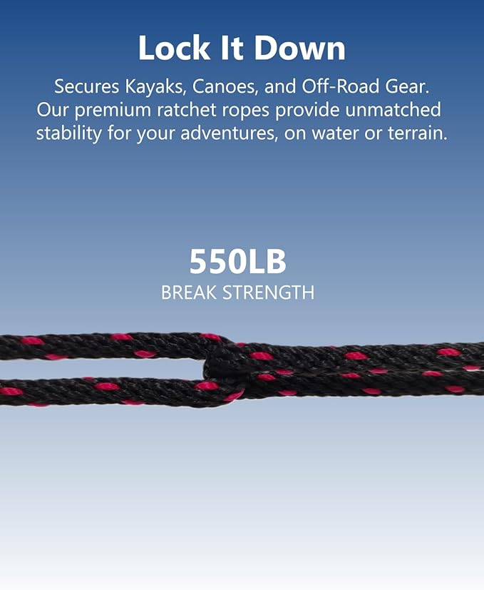 1/4" Ratchet Tie Down Straps: 8 Pack of Adjustable Rope Hangers - Garage Accessories for Quick Hanging