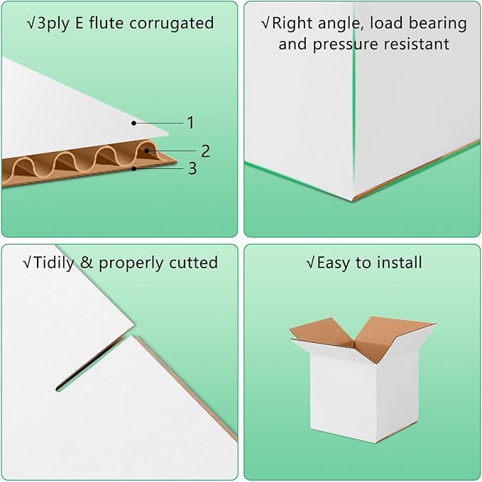 4x4x4 Small Shipping Boxes Set of 40, White Corrugated Cardboard Box for Small Business for Mailing Packaging Gifts
