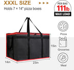 mosago 2PK Insulated Food Delivery Bag - Reusable Thermal Cooler Grocery Bags for Catering & Delivery, Pizza Carrier for Events, Large Capacity Bag Keeps Food Hot/Cold, Commercial, Black with Red Trim