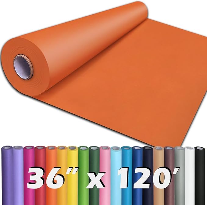 PerkHomy 36" x 1,440" (120') OrangeRed Kraft Paper Roll for Craft Bulletin Board Paper Art Table Covering Crafting Gift Wrapping Bouquet Packing Parcel 80GSM 55LB (OrangeRed, 36" x 120')