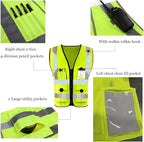 YOWESHOP High Reflective Visibility Safety Vest Custom Your Logo Safety Workwear with Reflective Strips and Pockets