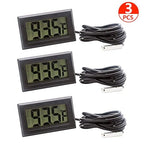 3pcs Black Digital LCD Thermometer Temperature Monitor with External Probe for Fridge Freezer Refrigerator Aquarium (Fahrenheit)
