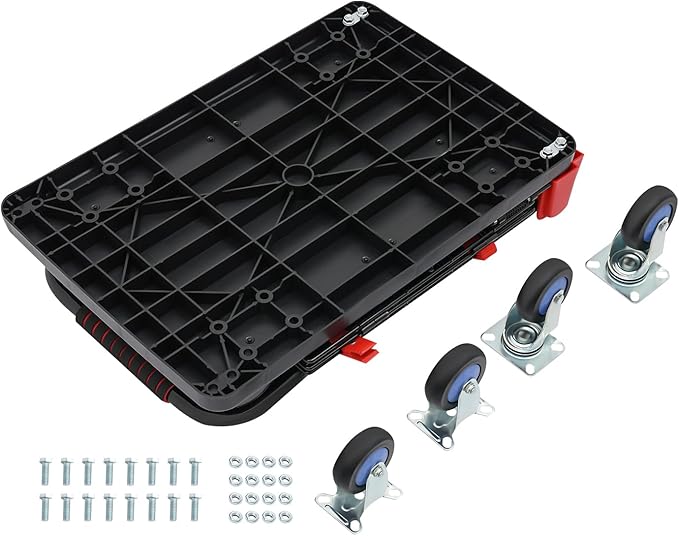 2 in 1 Platform Truck Cart, 330lbs Capacity Hand Moving Cart 28.35 x 18.9 in Foldable Dolly with Cage & Swivel Wheels for Warehouse Shopping Groceries Moving