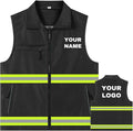 YOWESHOP Lightweight Zip-Up Safety Vest with Pockets for Outdoor Activities,Custom Logo Sleeveless Windbreaker