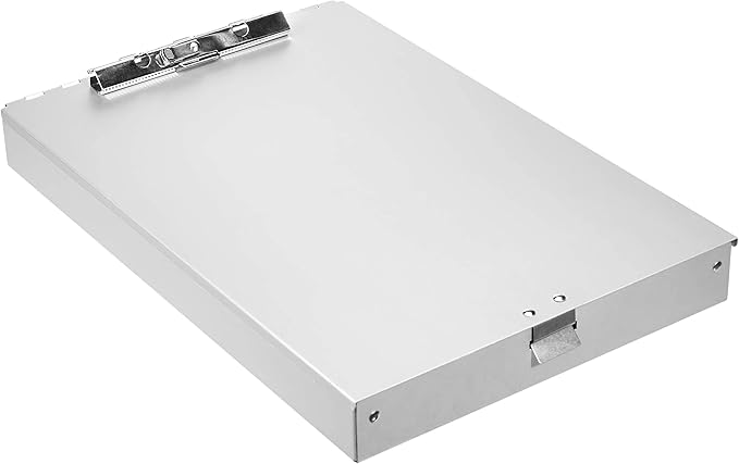 Amazon Basics Aluminum Storage Clipboard, Two-Tier, Standard Clip, 14" x 9", Silver