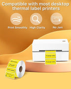 iEager 2x1 Inch Thermal Labels, Yellow Rectangle Thermal Printer Stickers, Durable Shipping Label Printer Sticker for Barcode, Name, Address, 1000 Labels/Roll