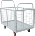 4-in-1 Heavy Duty Platform Truck Cart with Removable Cage, Folding Hand Cart with 4 Wheels, 1800 Lbs Load Capacity, Multi-Purpose Push Dolly for Groceries, Warehouse, Workshop, Logistics, Silver