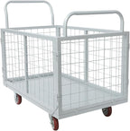 4-in-1 Heavy Duty Platform Truck Cart with Removable Cage, Folding Hand Cart with 4 Wheels, 1800 Lbs Load Capacity, Multi-Purpose Push Dolly for Groceries, Warehouse, Workshop, Logistics, Silver