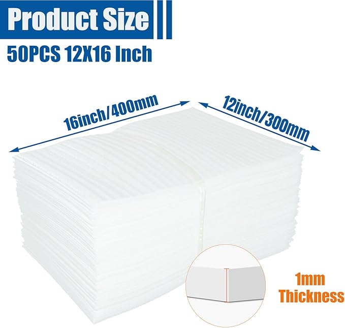 50PCS Foam Pouches, 12"X 16" Cushion Foam Pouches for Moving Storage Packing and Shipping Supplies, packing supplies, Foam Wrap Pouches for Protect Fragile Items