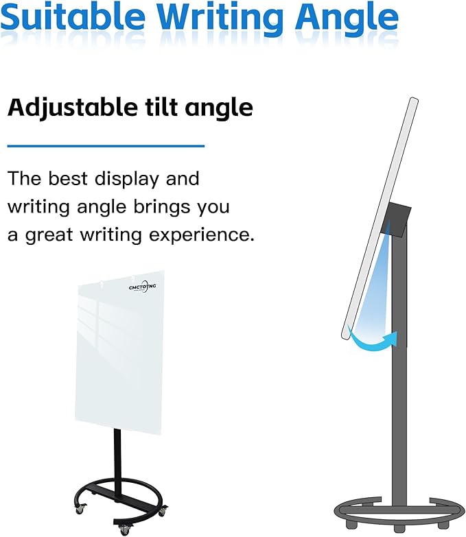 Rolling Magnetic Glass Whiteboard Standing - Small Portable Wheels Dry Erase White Board Stand with Strong Magnets, Ideal for Office, Home and Classroom(28'' X 40'')