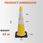 360 Pack 28" Yellow Traffic Cones with Black Base – Heavy Duty Bulk Cones for Construction Sites, Commercial Areas, and Event Safety (360, Yellow, 28 Inch)