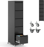5 Drawer Locking File Cabinet with Wheels,Metal Mobile Filing Cabinets,Black Rolling File Cabinet for Home Office,Heavy Duty Storage Cabinet for A4/Letter/Legal Size File,Assembly Required