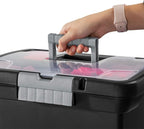 Sterilite Portable File Box, Stackable Storage Bin with Latching Lid and Handle, Plastic Container to Organize Papers in Home, Office, Black, 4-Pack